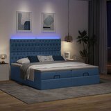  Ottoman krevet s madracima i LED diodama plavi 160x200 cm tkanina | shoptok.hr