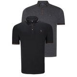 Dewberry DOUBLE SET T8586 MEN'S T-SHIRT-BLACK-ANTHRACITE Cene