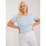 Fashion Hunters Light blue plus a large t-shirt with a round neckline