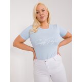 Fashion Hunters Light blue plus a large t-shirt with a round neckline | shoptok.hr