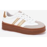 Boto EVENTO Women's Platform Sneakers Made Of Eco Leather White-Gold Elaraven | Shoptok.si