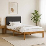  Krevetni okvir s tapiciranim uzglavljem Prirodna i tamnosiva - Prirodna i tamnosiva 90 x 190 cm | shoptok.hr