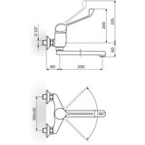 Rosan baterija za lavabo zidna lekarska KING 200 mm J32L001 ROS034 | ePonuda.com