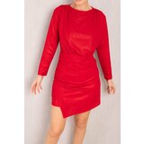 armonika Women's Red Drape Detailed Silvery Mini Dress Cene