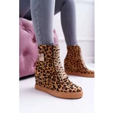 Kesi Women’s Wedge Sneakers Lu Boo Gold Chains Suede Leopard Monica