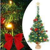 vidaXL Umjetno božićno drvce s kuglicama i LED svjetlima zeleno 64 cm Cijene