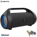 Manta boombox SPK310, Bluetooth 5.0, 90W RMS, TWS, polnilna baterija, RGB LED osvetlitev, IPX5 vodoodpornost, USB / AUX / MIC-in, Google Assistant & Siri, funkcija Power Bank, črn Cene