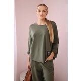 Kesi Set of cotton sweatshirt and trousers light khaki Cijene