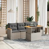  The Living Store Vrtna sedežna garnitura 5-delna z blazinami siv poli ratan - Vrtna Sedežna Garniture, (21474500) Cene