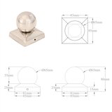  Poklopci za stupove 6 kom kuglasti čelični 81 x 81 mm - 81 x 81 mm 6 Nehrđajući čelik | shoptok.hr