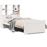 vidaXL Krevet s regalom za knjige bez madraca bijeli 90x190cm borovina | shoptok.hr