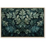  Slika - Dark Green Victorian Leaves: Botanical Carved Composition 90x60 U prirodnom drvenom okviru | shoptok.hr