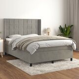 The Living Store Box spring postelja z vzmetnico svetlo siv 140x190 cm žamet - Box Spring Postelja, (21491642) Cene