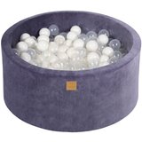 MeowBaby Bazen z žogicami, 90x40 cm s 300 žogicami, žamet, sivo-moder: prozoren/bel, (21295035) | Shoptok.si