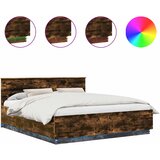  Krevetna konstrukcija S LED lampica Dimljeni hrast 200 x 200 cm | shoptok.hr