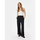 Koton Wide Leg Double Breasted Trousers with Pockets Standard Waist