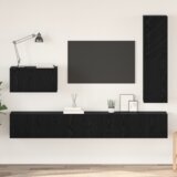 vidaXL Set TV komoda s policom Ostalo s pohranom s vratima 4 pcs Crni hrast 30.5 x 30 x 110 cm | shoptok.hr