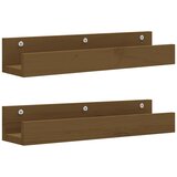 Maison Chic 2 kosi Stenske Police - Viseče police medeno rjava 50x12x9 cm trdna borovina, (21793422) Cene