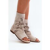 Lewski Shoes Zazoo 3437 Women's Suede Sandals With Zipper Shaft Beige Cijene
