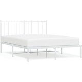 Maison Chic Kovinski Posteljni okvir - Dvoposteljna postelja - Zakonska postelja z vzglavjem bel 135x190 cm, (21693116) | Shoptok.si