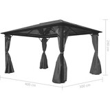  Sjenica sa zavjesom antracit od aluminija 400 x 300 cm | shoptok.hr
