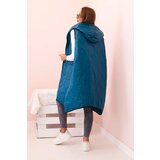 Kesi Włoski Plus Size women's quilted vest with a hood fastened with a zipper sea green | shoptok.hr