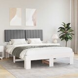 vidaXL Posteljni okvir z oblazinjenim vzglavjem Svetlo siva | Shoptok.si
