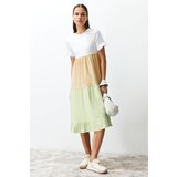Trendyol Multi Color Color Block A-Line/A-Line Formal Crew Neck Short Sleeve Knitted T-shirt Dress | shoptok.hr