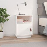 The Living Store Nočna omarica bela 40x34x55 cm trdna borovina - Nočna Omarica, (21433666) | Shoptok.si