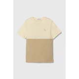 Calvin Klein Jeans Otroška bombažna kratka majica bež barva, IB0IB02160
