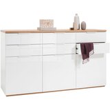 CARRYHOME komoda, hrast artisan, bela, visoki sijaj | Shoptok.si