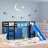  The Living Store Otroški pograd z zavesami moder 90x190 cm trdna borovina - Otroški Pograd, (21448765) | Shoptok.si