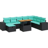 vidaXL Vrtna sedežna garnitura z blazinami 9-delna črn ratan/akacija, (22048288) | Shoptok.si