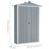 vidaXL Vrtno spremište sivo 107,5 x 46 x 183 cm od pocinčanog čelika | shoptok.hr