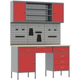 vidaXL 7-delni delovni kabinet in pegboard set rdeča MDF in kovina | Shoptok.si