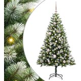 vidaXL Umjetna jelka s pantenom i pahuljicama Zelena i bijela 150 cm | shoptok.hr