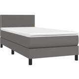  Box spring postelja z vzmetnico LED siva 90x200 cm umetno usnje, (20723504) | Shoptok.si