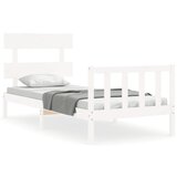 Maison Chic Posteljni okvir - Enojna postelja - Postelja za odrasle z vzglavjem bel trden les-J15784, (21774346) | Shoptok.si