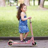  Otroški skiro 2-kolesni skiro z utripajočimi kolesi in stojalom za križarjenje, roza | Shoptok.si