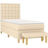 vidaXL Krevet s oprugama i madracem krem 100 x 200 cm od tkanine | shoptok.hr
