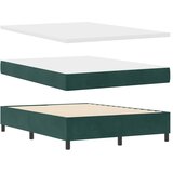 Box spring krevet s LED trakama Zelena 140 x 190 cm Baršun - Tamnozelena 140 x 190 cm Prošiveno gumbima | shoptok.hr