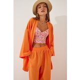 Happiness İstanbul Women's Orange Kimono Pants Suit Cene