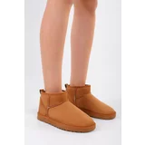Shoeberry Women's Upps Brown Furry Short Suede Flat Boots