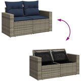  Vrtna garnitura - 9-dijelni set vrtnih sofa poliratan i bagrem s jastucima sivi - Siva sa spremištem 1 | shoptok.hr