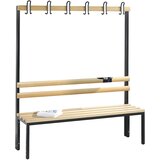 C+P Garderobna klop BASIC, enostranska, letev s kljukicami, bukev, dolžina 1500 mm | Shoptok.si
