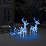 vidaXL Ukrasni božićni sobovi i sanjke 160 LED žarulja 130 cm akrilni | shoptok.hr