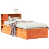 vidaXL Posteljni okvir brez vzmetnice voščeno rjav 100x200 cm borovina | Shoptok.si