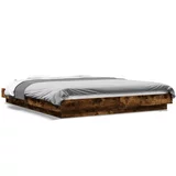 vidaXL Okvir kreveta s LED svjetlima boja hrasta 150 x 200 cm drveni