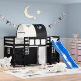 vidaXL Dječji krevet na kat s tunelom crno-bijeli 90 x 190 cm borovina | shoptok.hr