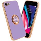  Ohišje, združljiv z Apple v sijajnem svetlobnem vijoličnem - Zlato z obročem - Zaščitni pokrov iz fleksibilnega silikona TPU, z zaščito pred kamero in držalom magnetnega avtomobila, (20595169) | Shoptok.si